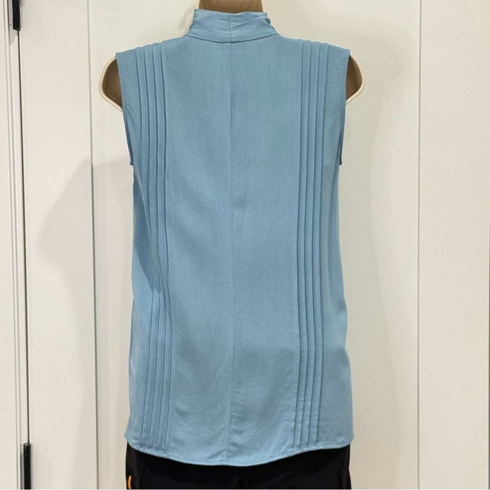 Reiss Pale Blue Sleeveless Tie-Neck Blouse - Picture 7 of 12